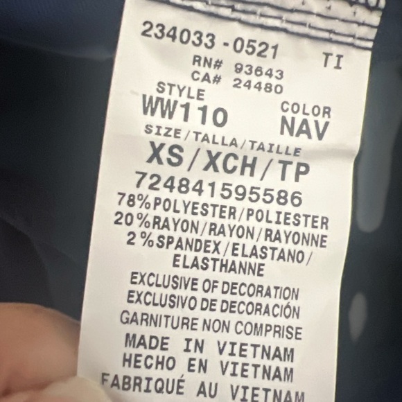 Cherokee Workwear Revolution WW110 Navy Scrub Pants XS NWT Modern Classic - Picture 6 of 7